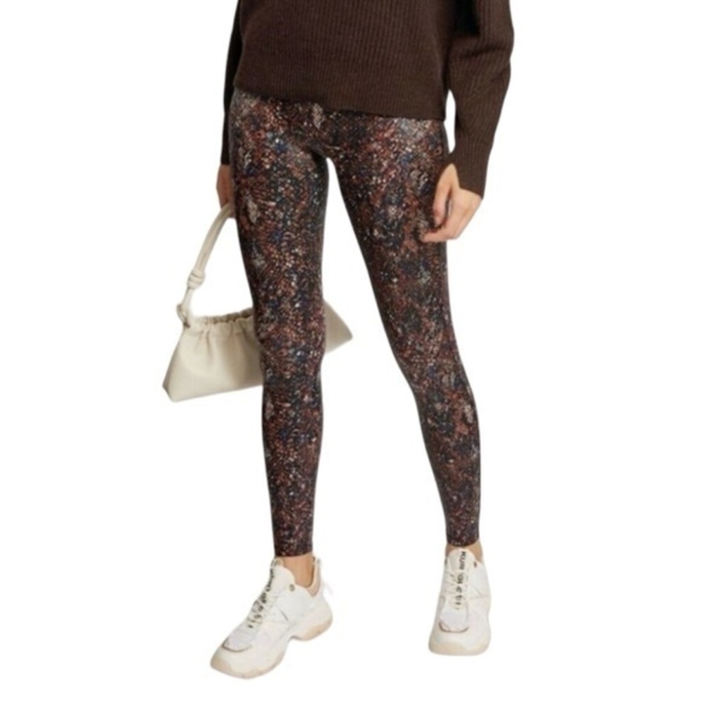 NWT SPANX Mocha Faux‎ Leather Snake Print Leggings Small
